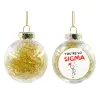 Transparent Christmas tree ball ornament with gold filling 8cm