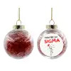 Transparent Christmas tree ball ornament with red filling 8cm