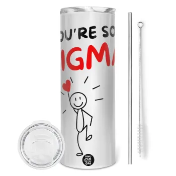 Sigma Valentine's Day , Tumbler stainless steel 600ml, with metal straw & cleaning brush