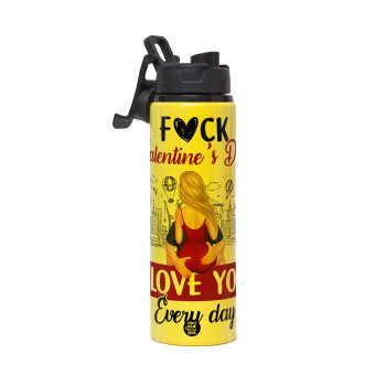 I love You Everyday , Metallic water bottle with safety lid, 850ml aluminum