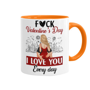 I love You Everyday , Mug colored orange, ceramic, 330ml