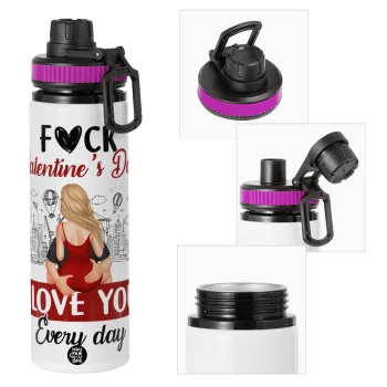 I love You Everyday , Metallic water bottle with safety lid, 850ml aluminum