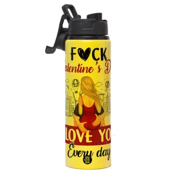 I love You Everyday , Metallic water bottle with safety lid, 850ml aluminum