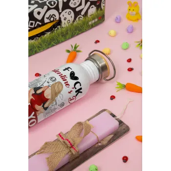 I love You Everyday , Πασχαλινή Λαμπάδα με παγούρι μεταλλικό (620ml, stainless steel) & κερί αρωματικό πλακέ (30cm) (ΡΟΖ)