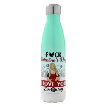 I love You Everyday , Metal mug thermos Green/White (Stainless steel), double wall, 500ml