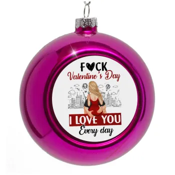 I love You Everyday , Στολίδι Χριστουγεννιάτικη μπάλα δένδρου Μωβ 8cm