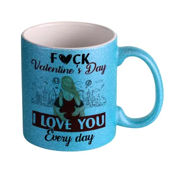 I love You Everyday , Κούπα Σιέλ Glitter που γυαλίζει, κεραμική, 330ml