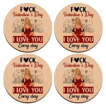 I love You Everyday , ΣΕΤ x4 Σουβέρ ξύλινα στρογγυλά plywood (9cm)