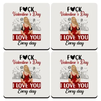 I love You Everyday , ΣΕΤ 4 Σουβέρ ξύλινα τετράγωνα (9cm)