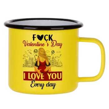 I love You Everyday , Κούπα Μεταλλική εμαγιέ ΜΑΤ Κίτρινη 360ml