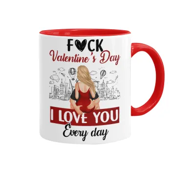 I love You Everyday , Κούπα χρωματιστή κόκκινη, κεραμική, 330ml