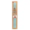 Easter Set, wooden keychain & aromatic flat Easter candle (30cm) (TURQUOISE)