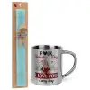 Easter Set, metallic thermal cup (300ml) & aromatic flat Easter candle (30cm) (TURQUOISE)