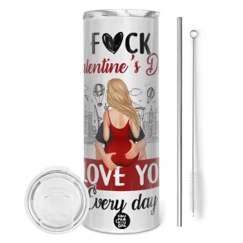 I love You Everyday , Tumbler stainless steel 600ml, with metal straw & cleaning brush