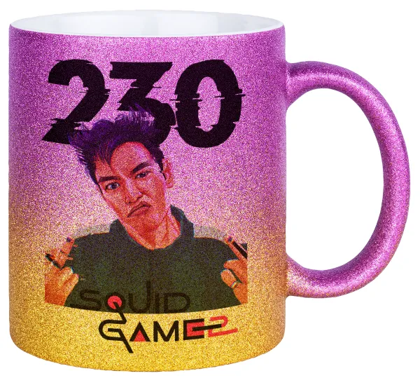 Squid game 2 — Κούπα Χρυσή/Ροζ Glitter, κεραμική, 330ml
