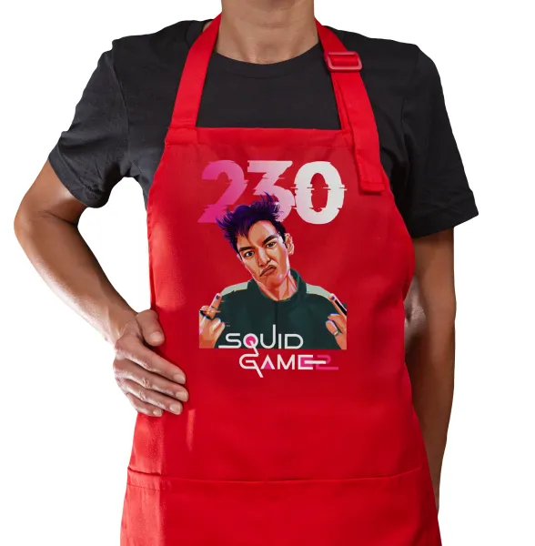 Squid game 2 — Red cooking apron with pockets (adult)