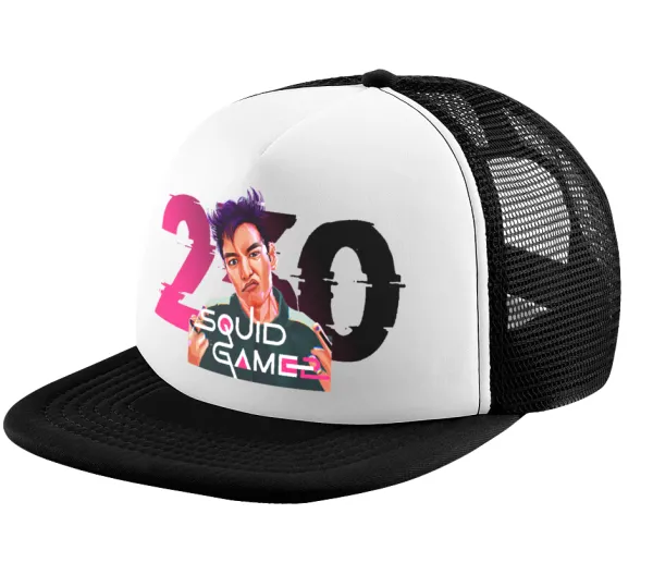 Squid game 2 — Καπέλο παιδικό Soft Trucker με Δίχτυ ΜΑΥΡΟ/ΛΕΥΚΟ (POLYESTER, ΠΑΙΔΙΚΟ, ONE SIZE)