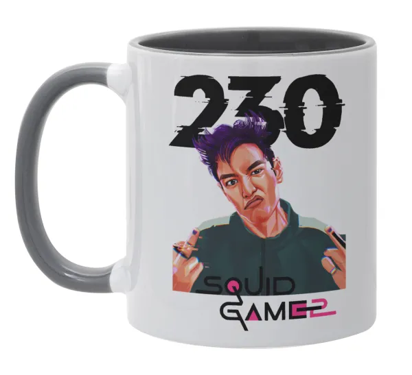 Squid game 2 — Κούπα χρωματιστή γκρι, κεραμική, 330ml