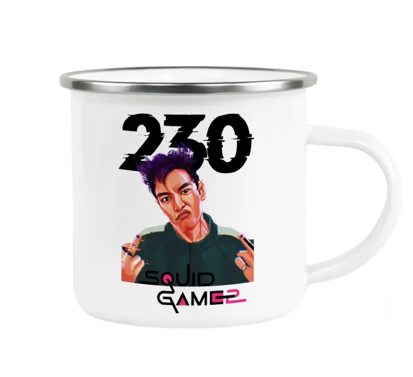 Squid game 2 — Metallic enamel cup white 360ml