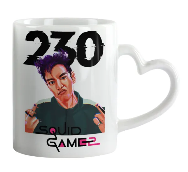 Squid game 2 — Mug heart handle, ceramic, 330ml