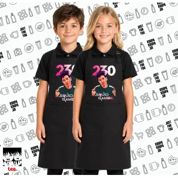 Squid game 2, Thanos 230, Μαύρη ΠΑΙΔΙΚΗ Ποδιά μακριά Σεφ ολόσωμη με τσέπες