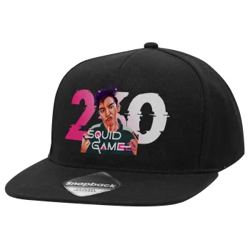 Squid game 2, Thanos 230, Καπέλο Ενηλίκων Flat Snapback Μαύρο, (100% ΒΑΜΒΑΚΕΡΟ TWILL, ΕΝΗΛΙΚΩΝ, UNISEX, ONE SIZE)