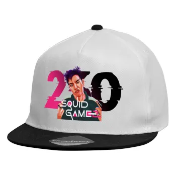 Squid game 2, Thanos 230, Καπέλο παιδικό Flat Snapback, Λευκό (100% ΒΑΜΒΑΚΕΡΟ, ΠΑΙΔΙΚΟ, UNISEX, ONE SIZE)
