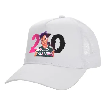 Squid game 2, Thanos 230, Καπέλο Ενηλίκων Structured Trucker, με Δίχτυ, ΛΕΥΚΟ (100% ΒΑΜΒΑΚΕΡΟ, ΕΝΗΛΙΚΩΝ, UNISEX, ONE SIZE)