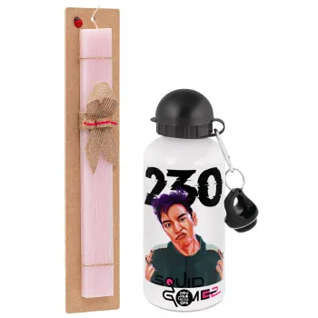 Squid game 2, Thanos 230, Easter Set, metallic aluminum bottle (500ml) & aromatic flat Easter candle (30cm) (PINK)