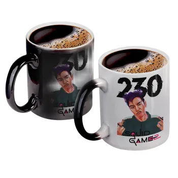 Squid game 2, Thanos 230, Color changing magic Mug, ceramic, 330ml when adding hot liquid inside, the black colour desappears (1 pcs)