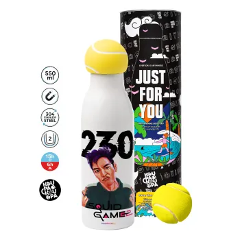 Squid game 2, Thanos 230, Tennis ball Metal mug thermos White, double wall, 550ml