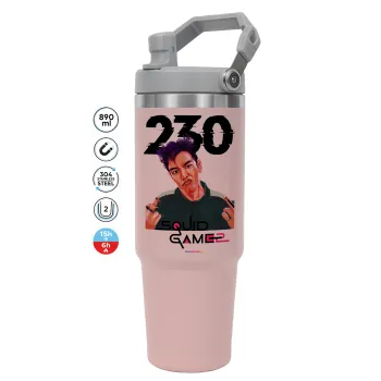 Squid game 2, Thanos 230, Pink color, 890ml (30oz) stainless Steel Tumbler with Handle