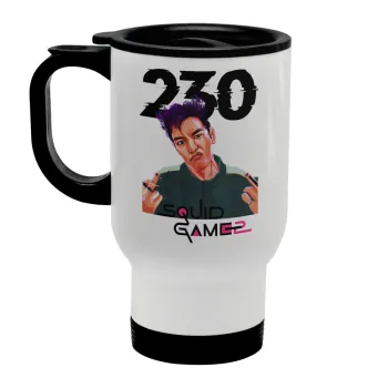 Squid game 2, Thanos 230, Κούπα ταξιδιού ανοξείδωτη με καπάκι, διπλού τοιχώματος (θερμό) λευκή 450ml