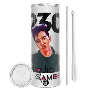Squid game 2, Thanos 230, Tumbler ποτήρι θερμό από ανοξείδωτο ατσάλι 600ml, με μεταλλικό καλαμάκι & βούρτσα καθαρισμού