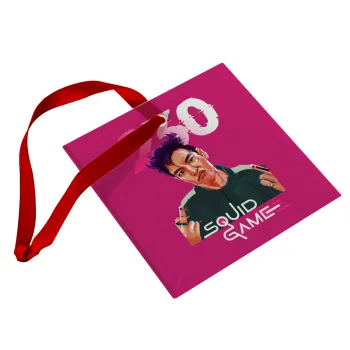 Squid game 2, Thanos 230, Στολίδι Χριστουγεννιάτικο στολίδι γυάλινο τετράγωνο 9x9cm