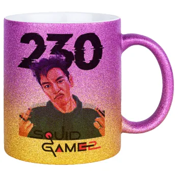 Squid game 2, Thanos 230, Κούπα Χρυσή/Ροζ Glitter, κεραμική, 330ml