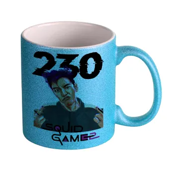 Squid game 2, Thanos 230, Κούπα Σιέλ Glitter που γυαλίζει, κεραμική, 330ml