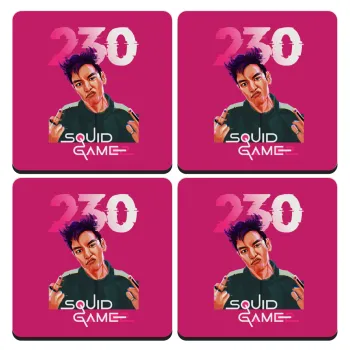 Squid game 2, Thanos 230, ΣΕΤ 4 Σουβέρ ξύλινα τετράγωνα (9cm)