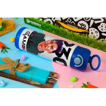 Squid game 2, Thanos 230, Easter candle, Childrens hot water bottle, stainless steel, with safety straw, BLUE (500ml)