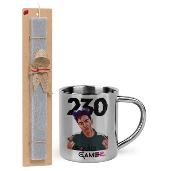 Squid game 2, Thanos 230, Πασχαλινή Λαμπάδα με μεταλλική κούπα θερμό (300ml) & κερί αρωματικό πλακέ (30cm) (ΓΚΡΙ)