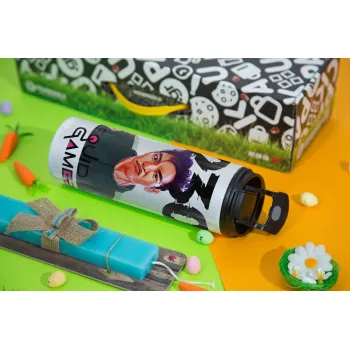 Squid game 2, Thanos 230, Πασχαλινή Λαμπάδα με Travel Tumbler θερμό με διπλό καπάκι (600ml, BPA free) & κερί αρωματικό πλακέ (30cm) (ΤΙΡΚΟΥΑΖ)