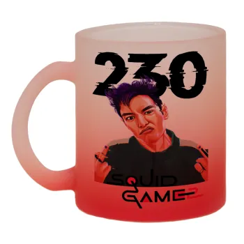 Squid game 2, Thanos 230, Κούπα γυάλινη δίχρωμη με βάση το κόκκινο ματ, 330ml