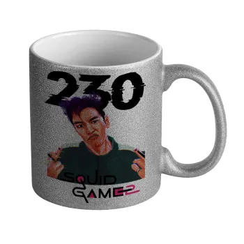 Squid game 2, Thanos 230, Κούπα Ασημένια Glitter που γυαλίζει, κεραμική, 330ml