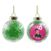 Transparent Christmas tree ball ornament with green filling 8cm