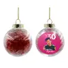 Transparent Christmas tree ball ornament with red filling 8cm