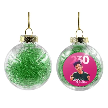Squid game 2, Thanos 230, Transparent Christmas tree ball ornament with green filling 8cm