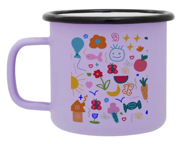 Παιδική φαντασία — Metal enamel mug, matte light pastel purple, 360ml