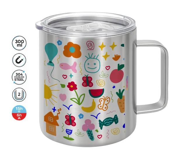 Παιδική φαντασία — Double-walled stainless steel mug 300ml with temperature-retaining lid