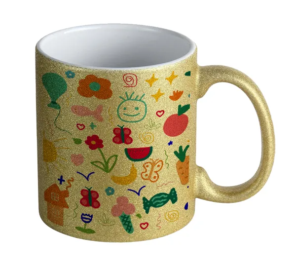 Παιδική φαντασία — Gold glitter mug that sparkles, ceramic, 330ml