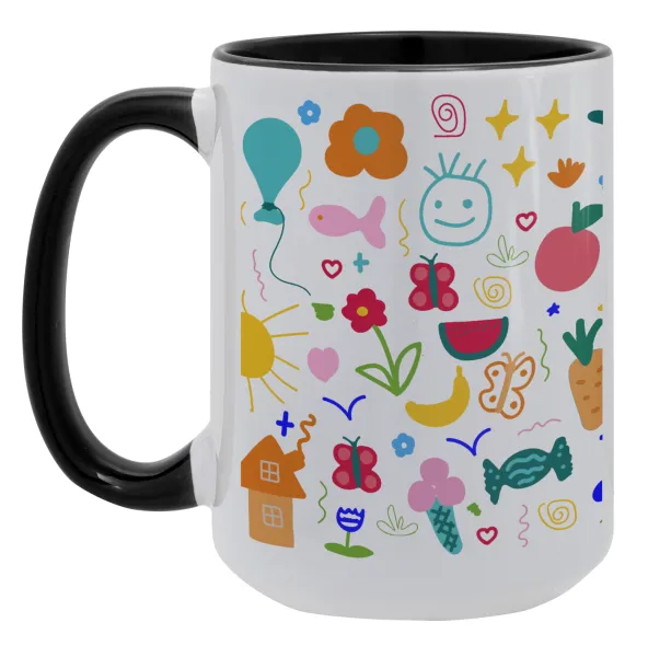 Παιδική φαντασία — Mega mug 15oz, black ceramic, 450ml